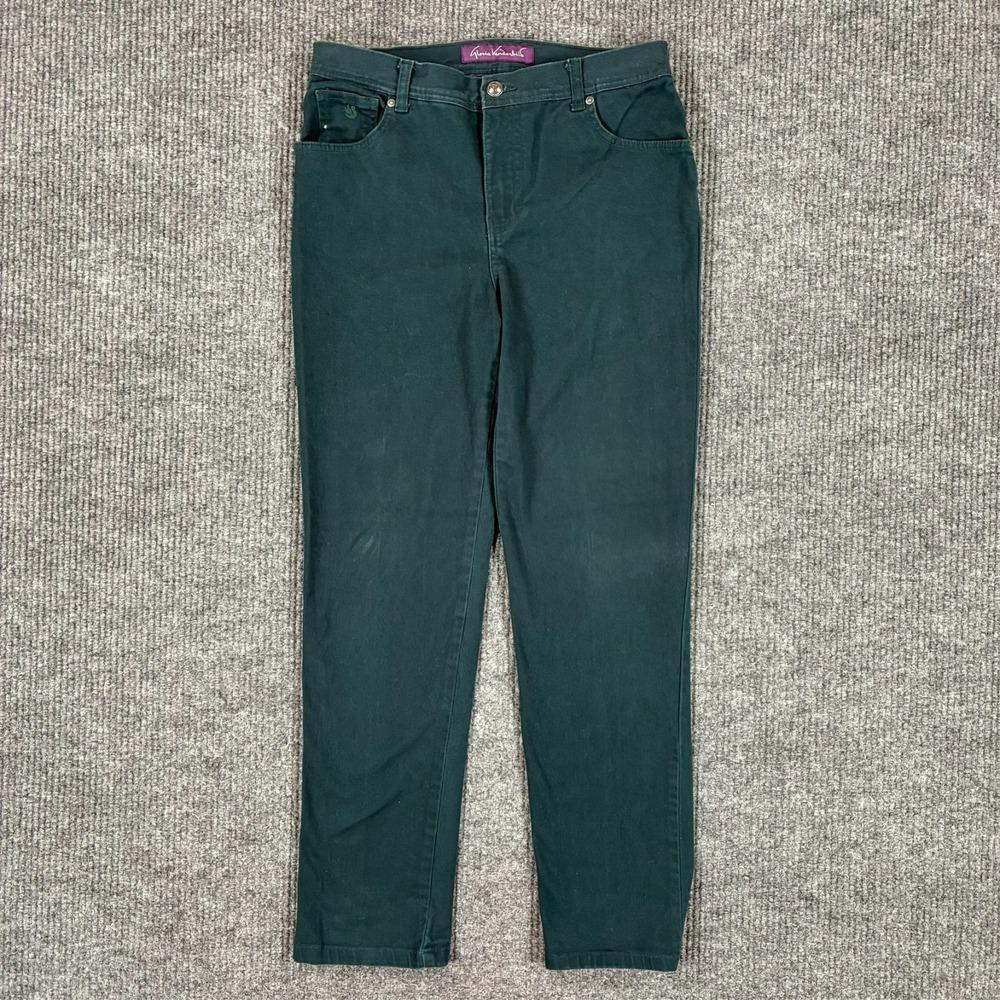 Gloria Vanderbilt Amanda Womens Jeans Size 8 Green Tapered Leg Stretch Mid Rise